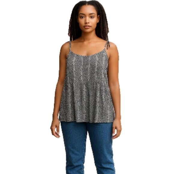 Xhilaration Women's Top Sz Small Black Shoulder & side ties Tiered Summer Wear - Picture 1 of 9